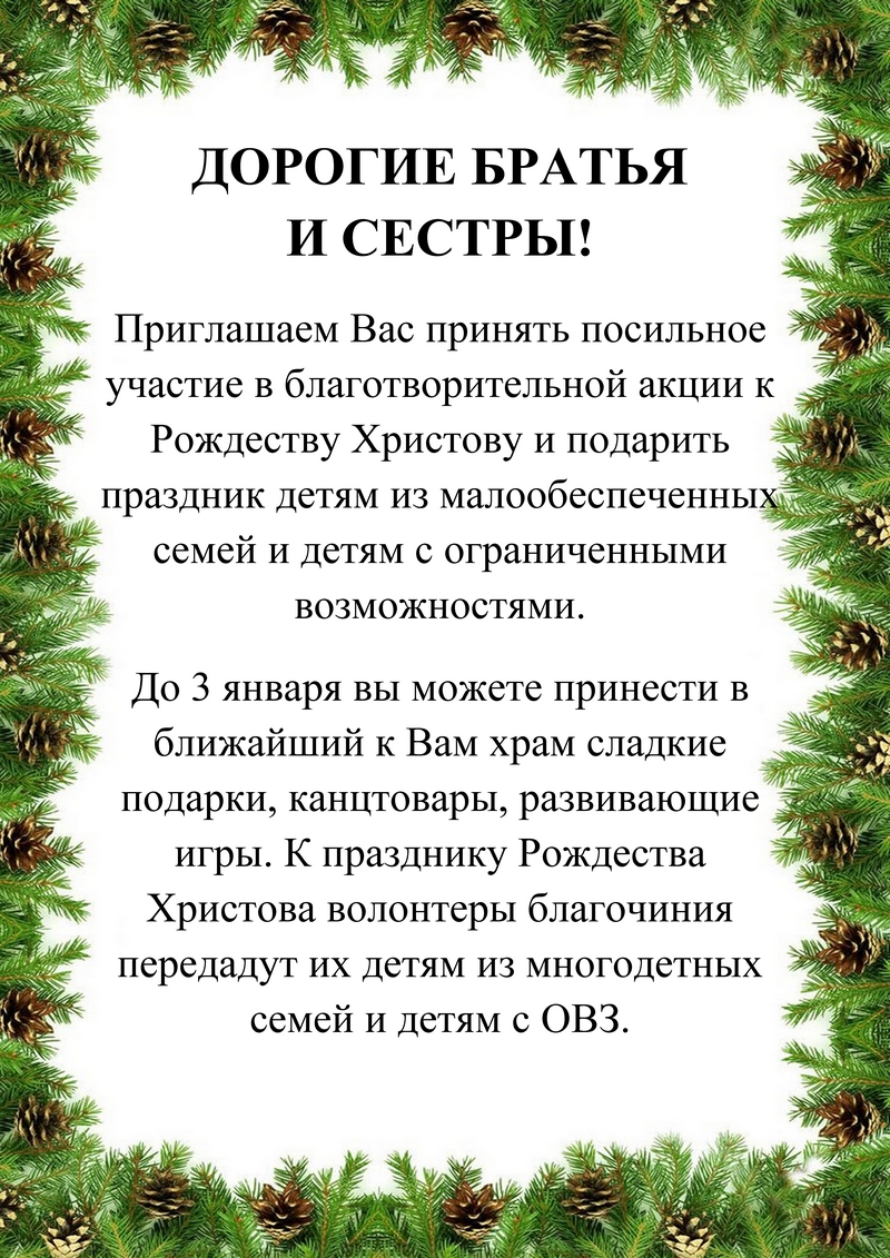 Благотворительная акция к празднику Рождества Христова